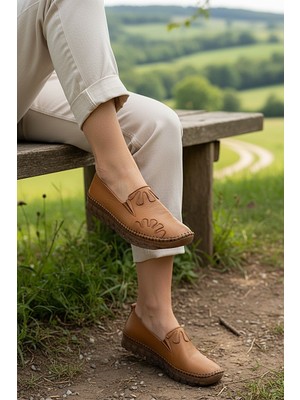 KAFKASLAR AYAKKABI Jel Kaymaz Dikişli Taban Yumuşak Günlük Gerçek Deri Ortopedik Kadın Babet