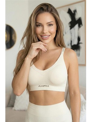 Krem Silkair Axfm Askılı Balensiz Sütyen – V-Neck, Lastik Bantlı, Konfor Destek