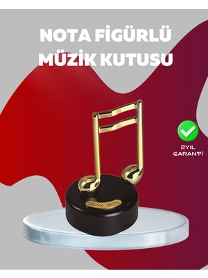 Shoplet Buğz Altın Nota Figürlü Dönen Müzik Kutusu Dekoratif Music Box