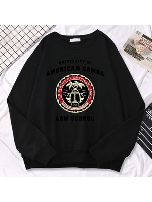 Basit Moda Bayan Kazaklar Amerikan Samoa Üniversitesi Hukuk Okul Baskı Hoody Yumuşak Polar Ka