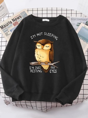 Ben Sadece Benim Gözler Dinlenme Baykuş Kadınlar Hoodie Harajuku Polar Hoody Moda Bisiklet Ya
