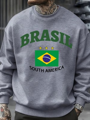 Brezilya Güney Amerika Baskılar Erkek Kazak Trendy Polar Kazak Sonbahar O-Yaka Giysiler Sıcak