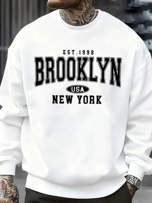 Brooklyn New York Abd Baskı Erkek Kazak Sokak Modası Kazaklar Polar Sonbahar Gevşek Üstler Ra