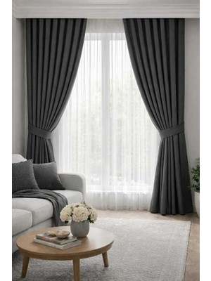 Taç Lüks 1.sınıf Elegance Paris Series Keten Tek Kanat Fon Perde Düz Dikim