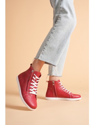 Analin Shoes Kadın Hakiki Deri Günlük Fermuarlı Spor Bot