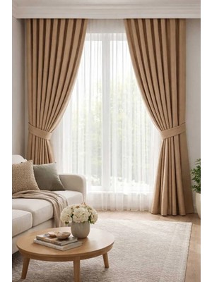 Taç Lüks 1.sınıf Elegance Paris Series Keten Tek Kanat Fon Perde Düz Dikim