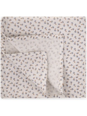 Cigit Baskılı Müslin Battaniye 90X100 cm Mavi Çiçekli