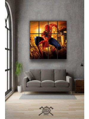 Pi Dekorasyon 12 Parça Spiderman Yeni Dev Boy Mdf Tablo Duvar Süsü Hediyelik Eşya (170CM x 90CM)
