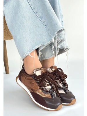 Shoegar Reat Kahverengi Cilt Bağcıklı  Paraşüt Detaylı Spor Ayakkabı