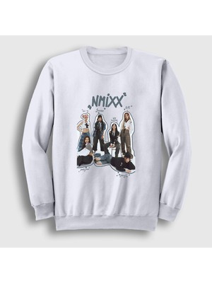 Presmono Unisex Beyaz Members K-Pop Nmixx Sweatshirt