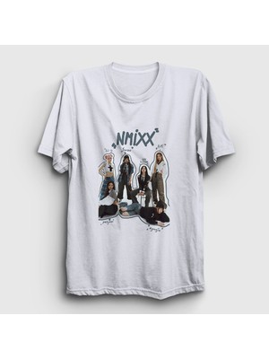 Presmono Unisex Beyaz Members K-Pop Nmixx T-Shirt
