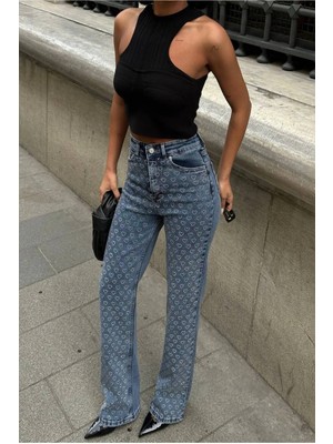 Madame Melek Tasarım Pinterest Model Kot Pantolon Jeans Ithal Kumaş Kalite Palazzo Pantolon Taş Baskılı