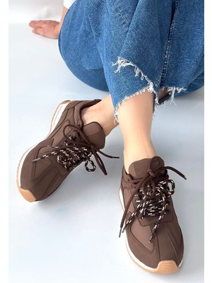 Shoegar Jeat Kahverengi  Nubuk Bağcıklı Spor Ayakkabı