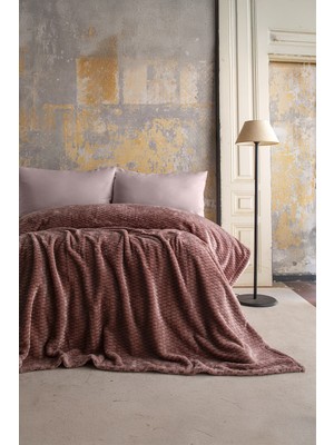 Apricitas Home Trusty Pembe Tek Kişilik Jakar Desenli Battaniye - 160*220 cm