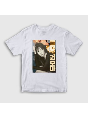 Presmono Unisex Çocuk Beyaz Poster Kwon Bo Ah Boa T-Shirt