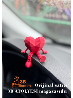 MisterionStudio Araç Içi Sevimli Kalp Torpido Süsü - Kırmızı - Flexi Kalp