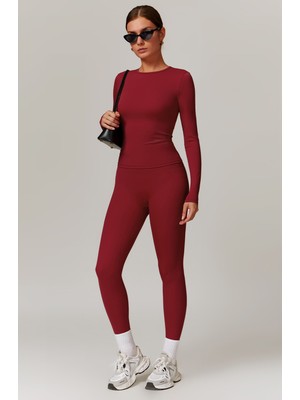 Yuna Sport Kadın Yüksek Bel Toparlayıcı Spor Tayt ve Uzun Kollu Spor Üst Spor Takımı