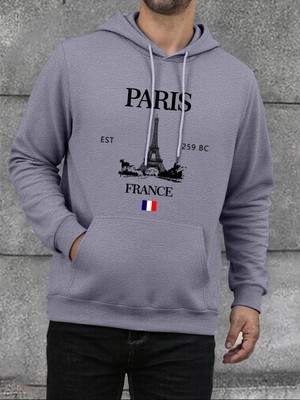 Paris Fransa Eyfel Kulesi Baskı Erkek Hoodie Sokak Hip Hop Giysileri Polar Rahat Hoody Sonbah