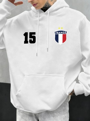 Numarası 15 Fransa Baskı Erkekler Hoodie Vintage Sonbahar Streetwear Rahat Gevşek Hoody Polar