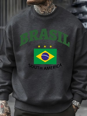 Brezilya Güney Amerika Baskılar Erkek Kazak Trendy Polar Kazak Sonbahar O-Yaka Giysiler Sıcak