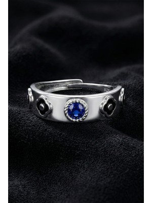 Erdobia 925 Ayar Gümüş Safir Taşlı Howl's Moving Castle Howl'un Yüzüğü - Erkek (Ayarlanabilir)