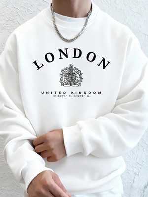 Londra Ingiltere Kraliyet Rozeti Baskı Erkekler Kapüşonlular Sonbahar Polar Sıcak Tişörtü Rah