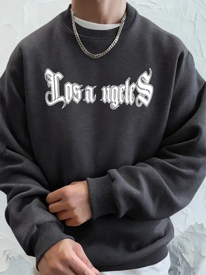 Los Angeles Letter Printing Erkek Kapüşonlular Sonbahar Bisiklet Yaka Kazak Temel Polar Sıcak