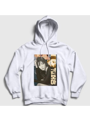Presmono Unisex Beyaz Poster Kwon Bo Ah Boa Kapüşonlu Sweatshirt