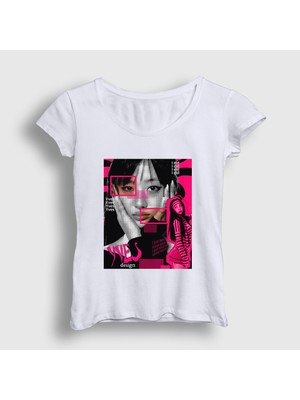 Presmono Kadın Beyaz Poster Yves K-Pop Loona T-Shirt