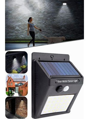 Hype Store Chermik Pır Hareket Sensörlü 20 LED Solar Güneş Enerjili Su Geçirmez Duvar Lambası