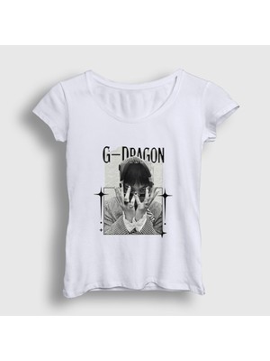 Presmono Kadın Beyaz Rings G-Dragon T-Shirt