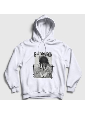Presmono Unisex Beyaz Rings G-Dragon Kapüşonlu Sweatshirt