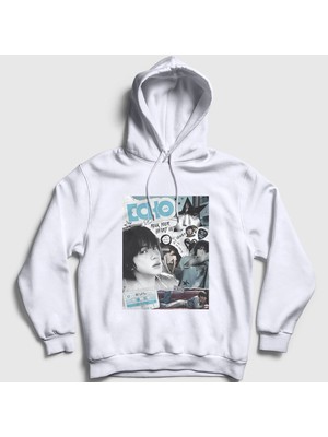 Presmono Unisex Beyaz Rock Echo Kim Seok Jin Bts Kapüşonlu Sweatshirt