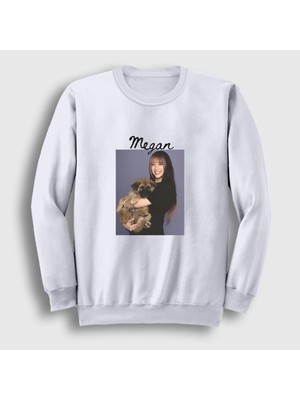 Presmono Unisex Beyaz Puppy Dog Megan Katseye Sweatshirt