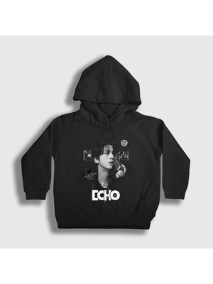 Presmono Unisex Çocuk Siyah Sign Echo Kim Seok Jin Bts Kapüşonlu Sweatshirt