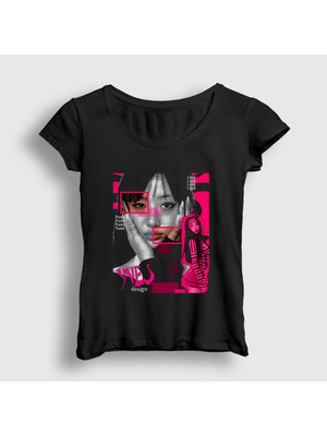 Presmono Kadın Siyah Poster Yves K-Pop Loona T-Shirt
