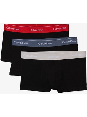 Calvin Klein Icon Cotton Stretch 3 Pack Trunk Erkek 3'lü Paket Pamuklu Boxer Siyah