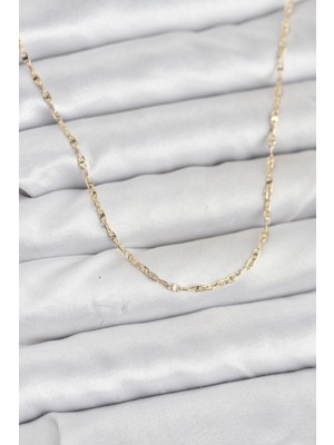 Callerrons Accessories cm 14K Gold Renk Gemici Zincir Model 60 cm Kadın Kolye - EBJ260207W39402