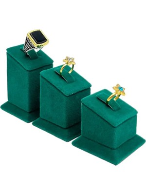 Sezgin Kutu ve Aksesuar 3 Kademe Yüzük Standı Süet Yeşil