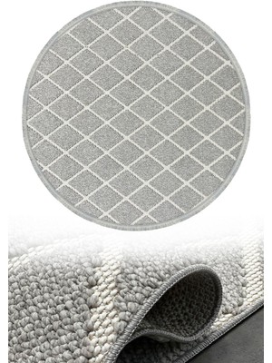 Woolen Halı Woolen Disney Anti Alerjik Daire Bukle Halı 8004 Gri