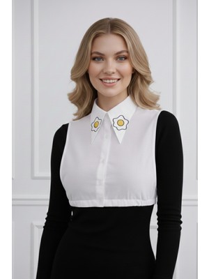 Mirach Mırach Atelier Nakışlı Takma Gömlek Yakası Sunny Side Up Özel Tasarım El Işçiliği