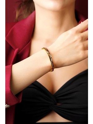 Fiyonk Kuyumculuk 22 Ayar Görünümlü 14 Ayar Altın Yaprak Kelepçe