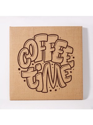 Hype Store Kahve Vakti Tasarımlı Tablo - 40X40 Cm, Doğal Dokulu Hasır Kanvas