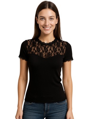 İlkyaz Fashion Ieg™ Bayan Kısa Kol Dantelli Elastane 8015