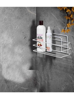 Hype Store Sas Haus Ömür Boyu Paslanmaz Yapışkanlı Banyo Düzenleyici Şampuanlık Duş Rafı Beyaz Tş-01 1 Adet