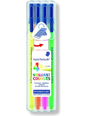 Braventa Collection Staedtler 362 Sb4 Triplus Textsurfer Üçgen Highlighter Karışık Renk 4'lü Set Karışık Renk