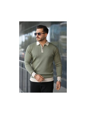 Erkek Kol ve Yaka Detaylı Uzun Kollu Triko