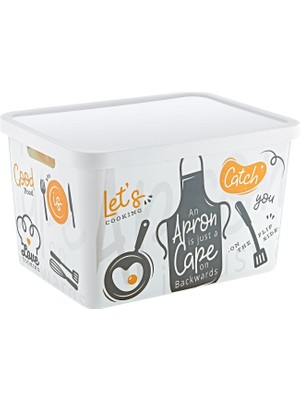 Hepta Collection Stafi Desenli Çok Amaçlı Kapaklı 18 Lt Catch You