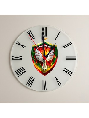 Zerya Amedspor Temalı Roma Rakamlı Duvar Saati - Amed Spor Saati