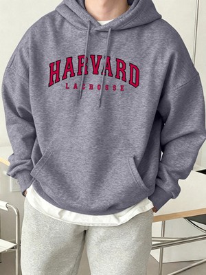 Harvard Lacrosse Baskılı Kapüşonlu Üst Erkek Yumuşak Moda Tişörtü Spor Rahat Sokak Giysisi Te
